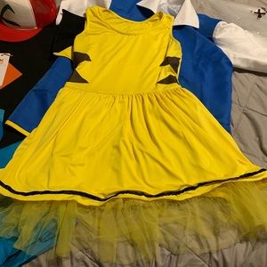 Womens Sleeveless Pikachu Halloween Costume Yellow